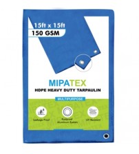 Mipatex Tarpaulin / Tirpal 15 Feet x 15 Feet 150 GSM (Blue)